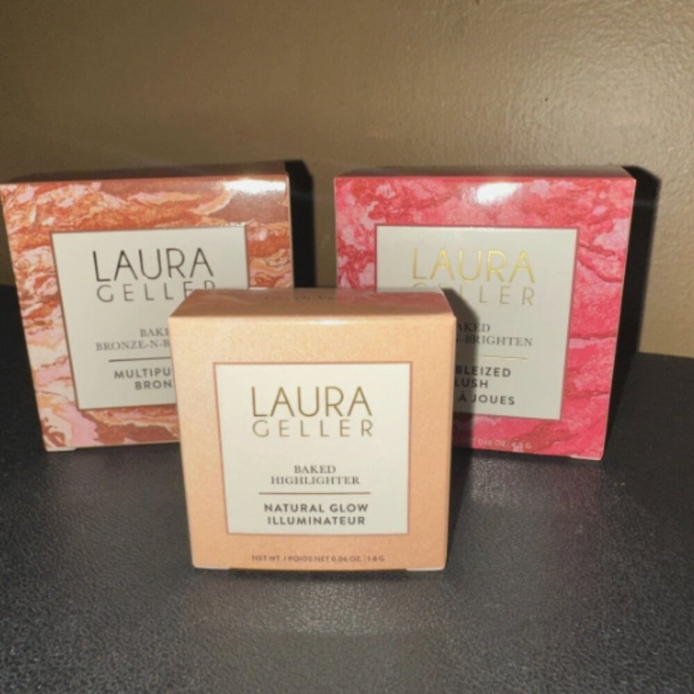 Laura Geller 3-Piece Baked Bronze, Blush & Highlighter Kit-Medium-NEW-A697205 - Picture 1 of 2